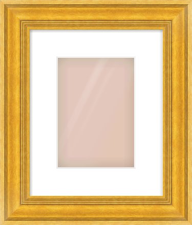 Gold Spoon Frame for 148 × 210mm artwork, with Smooth White Single Mount