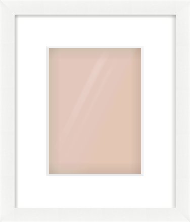 White Wood Grain Flat Frame for 15 × 20cm artwork, with Smooth White Single Mount