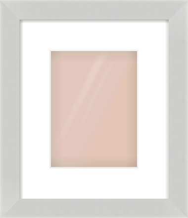 Matte Silver Flat Frame for 15 × 20cm artwork, with Smooth White Single Mount