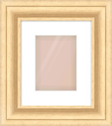 Natural Wood Scoop Frame for 15 × 20cm artwork, with Smooth White Single Mount