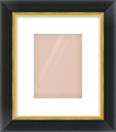 Black/Gold Reverse Frame for 150 × 200mm artwork, with Smooth White Single Mount