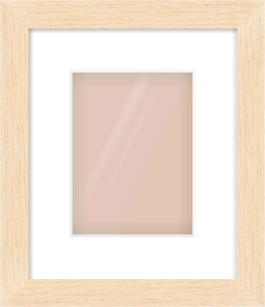 Natural wood Flat Frame for 15 × 20cm artwork, with Smooth White Single Mount