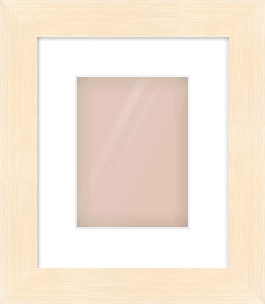 Natural Wood Flat Frame for 15 × 20cm artwork, with Smooth White Single Mount