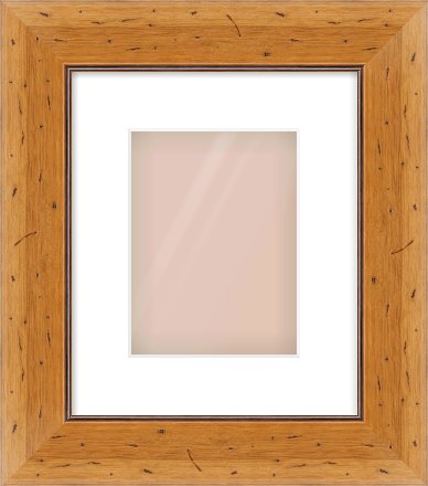 Distressed Pine Reverse Frame for 15 × 20cm artwork, with Smooth White Single Mount