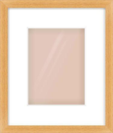 Oak Veneer Flat Frame for 15 × 20cm artwork, with Smooth White Single Mount