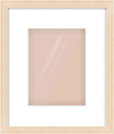 Natural Wood Flat Frame for 15 × 20cm artwork, with Smooth White Single Mount