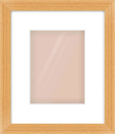 Oak Veneer Flat Frame for 15 × 20cm artwork, with Smooth White Single Mount