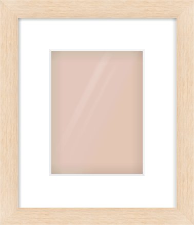 Natural Wood Flat Frame for 15 × 20cm artwork, with Smooth White Single Mount