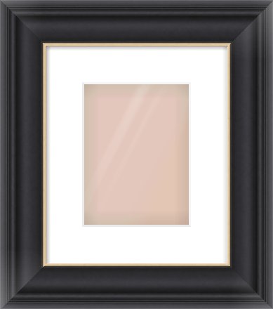 Black/Gold Scoop Frame for 150 × 200mm artwork, with Smooth White Single Mount