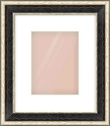 Black & Champagne Silver Spoon Frame for 150 × 200mm artwork, with Smooth White Single Mount