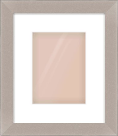 Brushed Silver & Black Sided Flat Frame for 15 × 20cm artwork, with Smooth White Single Mount