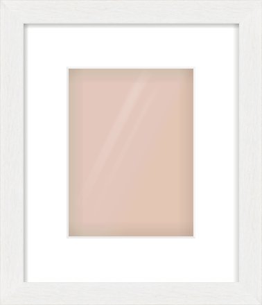 White Stain Flat Frame for 15 × 20cm artwork, with Smooth White Single Mount