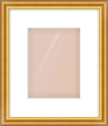 Gold Reverse Frame for 150 × 200mm artwork, with Smooth White Single Mount