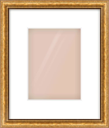 Gold Cushion Frame for 150 × 200mm artwork, with Smooth White Single Mount