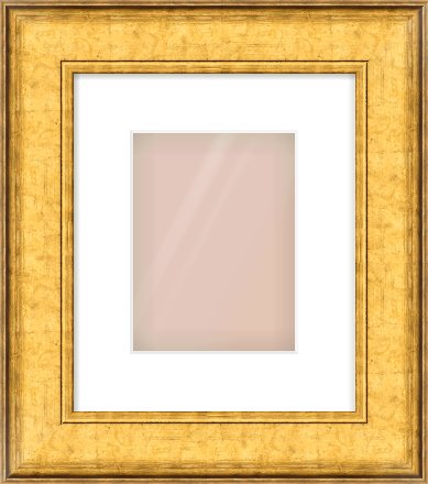 Gold Flat Frame for 150 × 200mm artwork, with Smooth White Single Mount