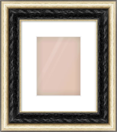 Black & Champagne Silver Spoon Frame for 150 × 200mm artwork, with Smooth White Single Mount