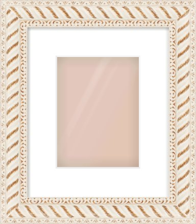 Off White & Gold Dome Frame for 15 × 20cm artwork, with Smooth White Single Mount