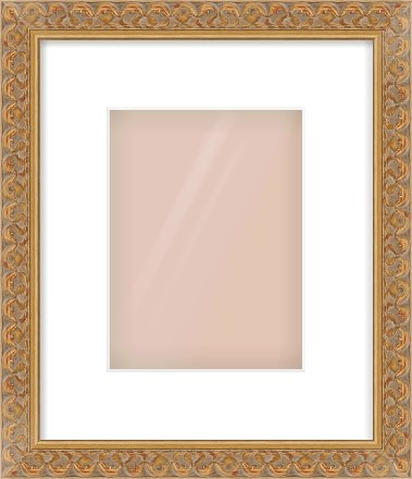 Gold Scoop Frame for 150 × 200mm artwork, with Smooth White Single Mount