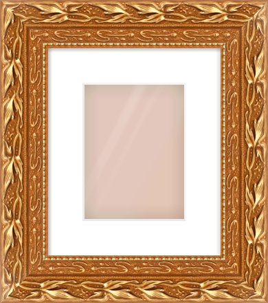 Gold Spoon Frame for 150 × 200mm artwork, with Smooth White Single Mount