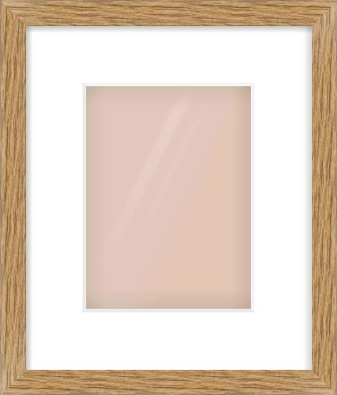 Oak Effect Flat Frame for 15 × 20cm artwork, with Smooth White Single Mount