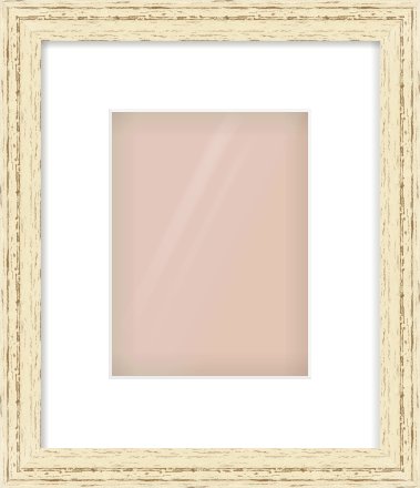 Distressed Cream Wood Grain Flat Frame for 15 × 20cm artwork, with Smooth White Single Mount