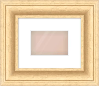 Natural Wood Scoop Frame for 6 × 4in artwork, with Smooth White Single Mount