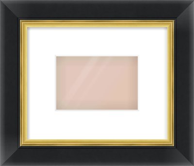 Black/Gold Reverse Frame for 6 × 4in artwork, with Smooth White Single Mount