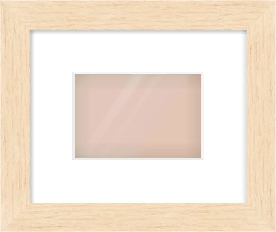 Natural wood Flat Frame for 6 × 4in artwork, with Smooth White Single Mount