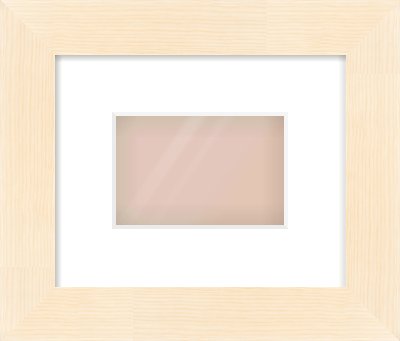 Natural Wood Flat Frame for 6 × 4in artwork, with Smooth White Single Mount