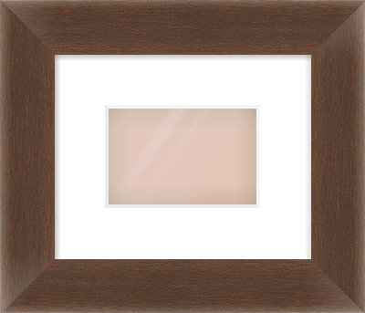 Brown Flat Frame for 6 × 4in artwork, with Smooth White Single Mount