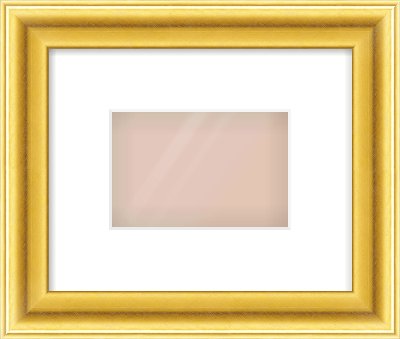 Gold Cushion Frame for 6 × 4in artwork, with Smooth White Single Mount