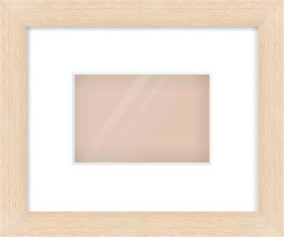 Natural Wood Flat Frame for 6 × 4in artwork, with Smooth White Single Mount