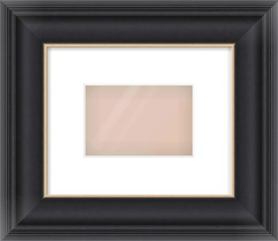 Black/Gold Scoop Frame for 6 × 4in artwork, with Smooth White Single Mount