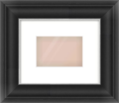 Black/Silver Scoop Frame for 6 × 4in artwork, with Smooth White Single Mount