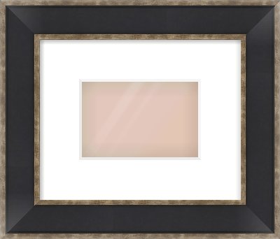 Black & Champagne Silver Bevel Frame for 6 × 4in artwork, with Smooth White Single Mount