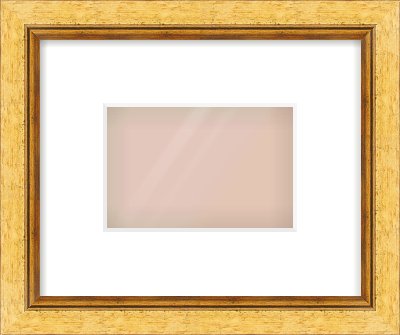 Gold Leaf Flat Frame for 6 × 4in artwork, with Smooth White Single Mount