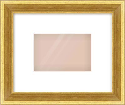 Gold Cushion Frame for 6 × 4in artwork, with Smooth White Single Mount