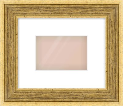Gold Flat Frame for 6 × 4in artwork, with Smooth White Single Mount