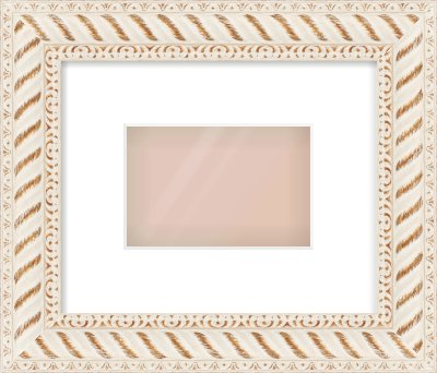 Off White & Gold Dome Frame for 6 × 4in artwork, with Smooth White Single Mount