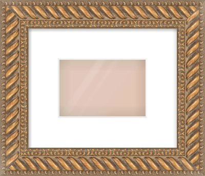 Gold Rope Frame for 6 × 4in artwork, with Smooth White Single Mount