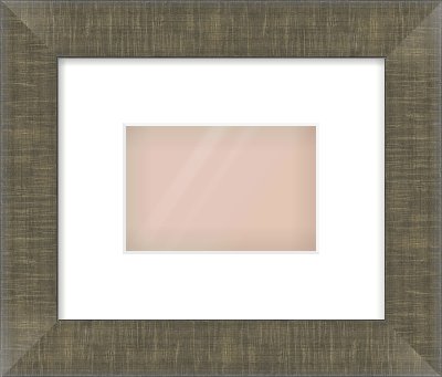 Brushed Pewter Flat Frame for 6 × 4in artwork, with Smooth White Single Mount