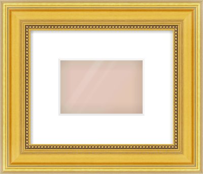 Gold Spoon Frame for 6 × 4in artwork, with Smooth White Single Mount
