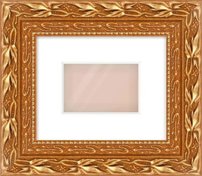 Gold Spoon Frame for 6 × 4in artwork, with Smooth White Single Mount