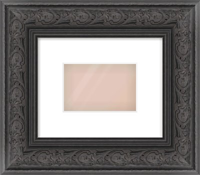 Black Spoon Frame for 6 × 4in artwork, with Smooth White Single Mount