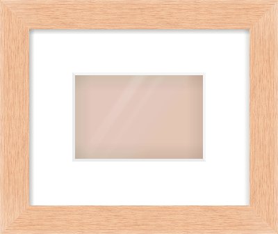 Oak Effect Flat Frame for 6 × 4in artwork, with Smooth White Single Mount