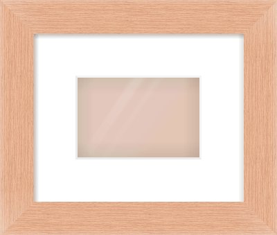 Oak Effect Flat Frame for 6 × 4in artwork, with Smooth White Single Mount