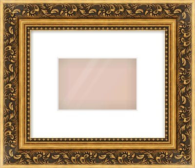 Gold Spoon Frame for 6 × 4in artwork, with Smooth White Single Mount