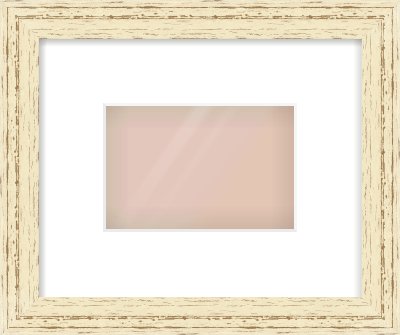 Distressed Cream Wood Grain Flat Frame for 6 × 4in artwork, with Smooth White Single Mount