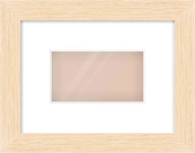 Natural wood Flat Frame for 160 × 90mm artwork, with Smooth White Single Mount