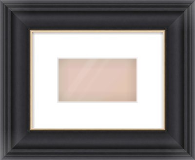 Black/Gold Scoop Frame for 160 × 90mm artwork, with Smooth White Single Mount